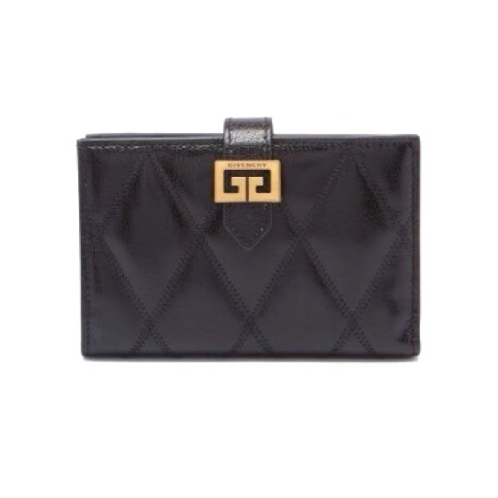 NWOT Authentic Givenchy Black Leather Quilted GV3 Wallet